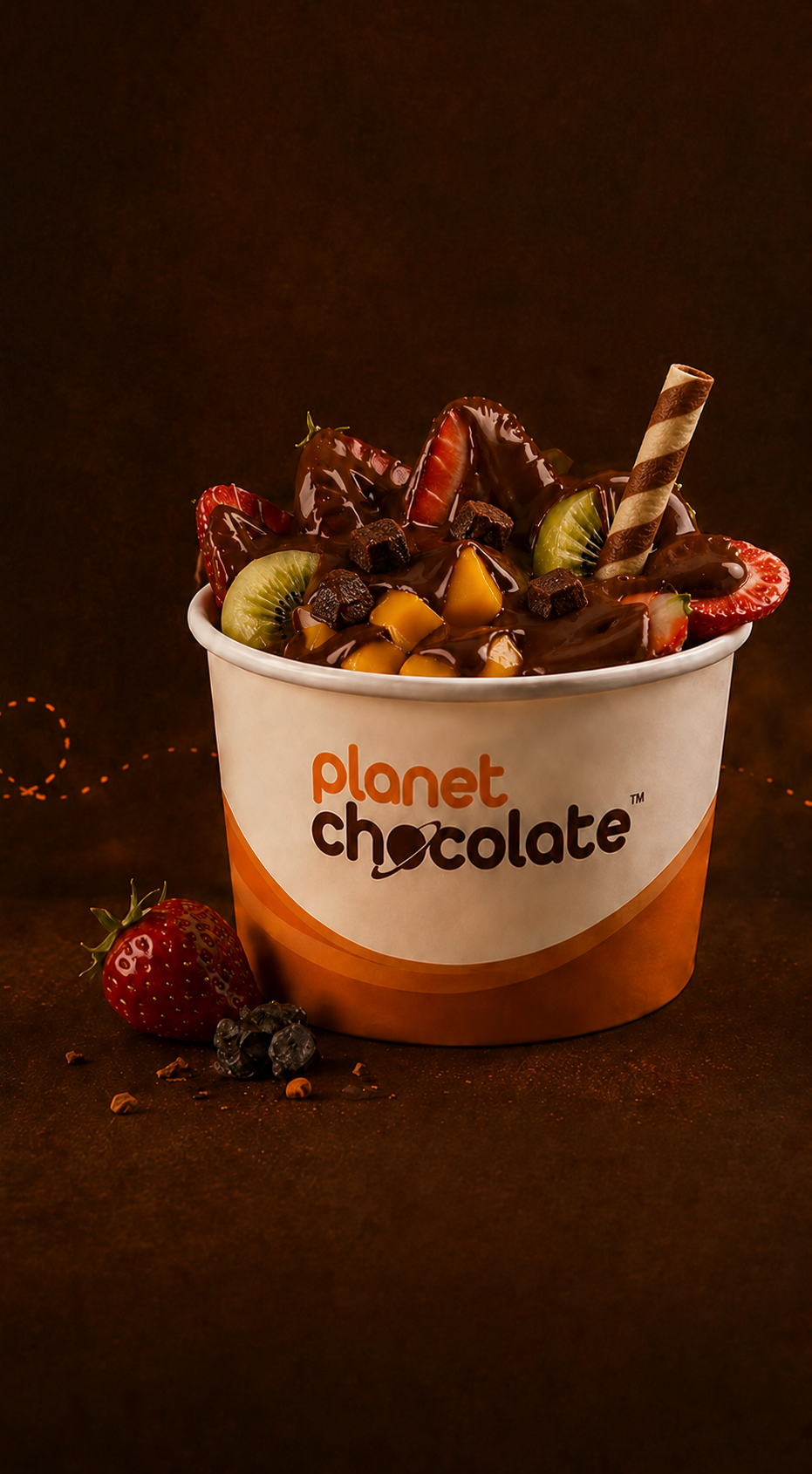 Pote Planet Chocolate com toppings