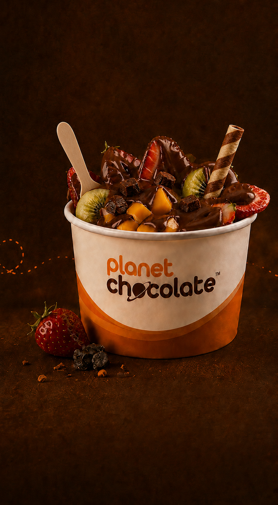 Pote Planet Chocolate pronto para saborear